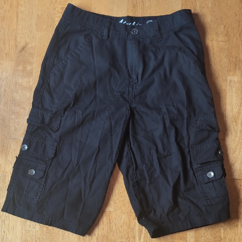 Machine Black Cargo Shorts for Men